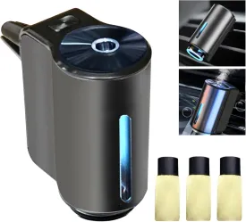 Smart Car Air Freshener, Aromatizante para Carro, Intelligent Car Aroma Diffuser for Essential Oil with 2 Modes, Rechargeable Smart Car Air Freshener Diffuser (with 3 Gulong Essential Oil)