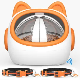 Smart RFID Cat Feeder with 2 Collar Sensors  Automatic Timed Pet Feeder for Multi-Cat, 4 Feeding Modes, Voice Recorder, LCD Display, Wet/Dry Food Compatible
