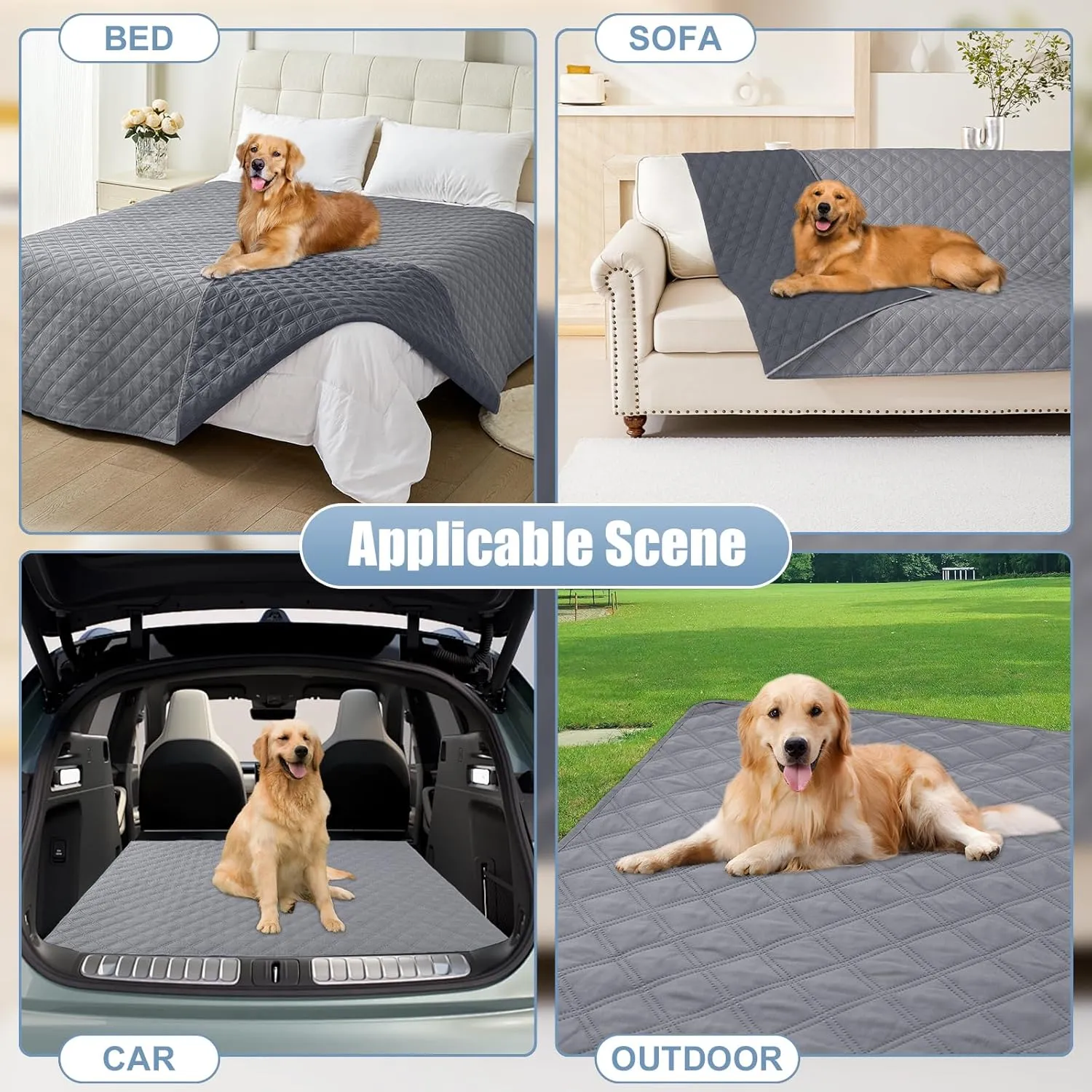 Smiry Waterproof Dog Blanket, Reversible Dog Bed Cover Pet Blanket, Soft Pet Couch Covers for Sofa Washable, Bed Couch Sofa Furniture Protector for Puppy Cat Kids (30"x53", Grey/Dark Grey)