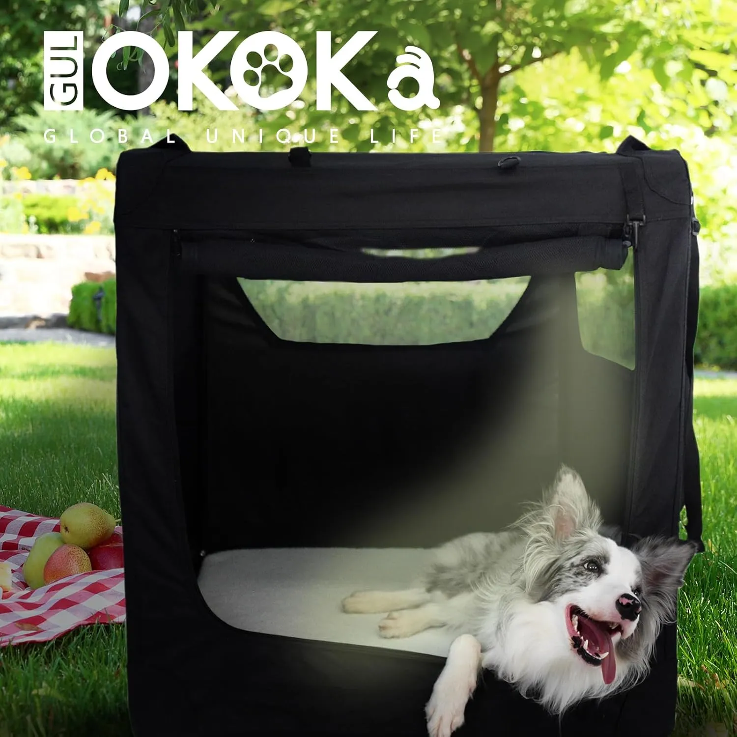 Soft Collapsible Dog Crate for Large Dogs - 36 Inch Foldable Soft Dog Kennel with Durable Mesh Windows, Indoor & Outdoor Portable Travel Dog Crate, Black, 36x24x24 Inches