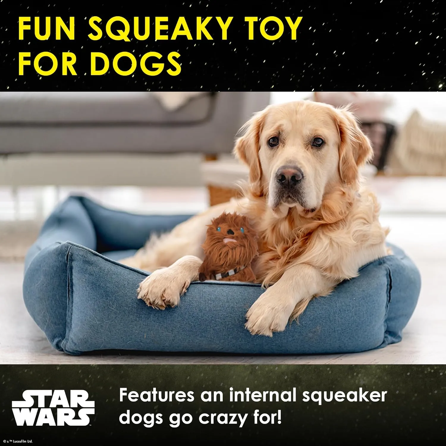 STAR WARS Fetch for Pets Chewbacca Plush Figure Squeaker Dog Toy, Medium