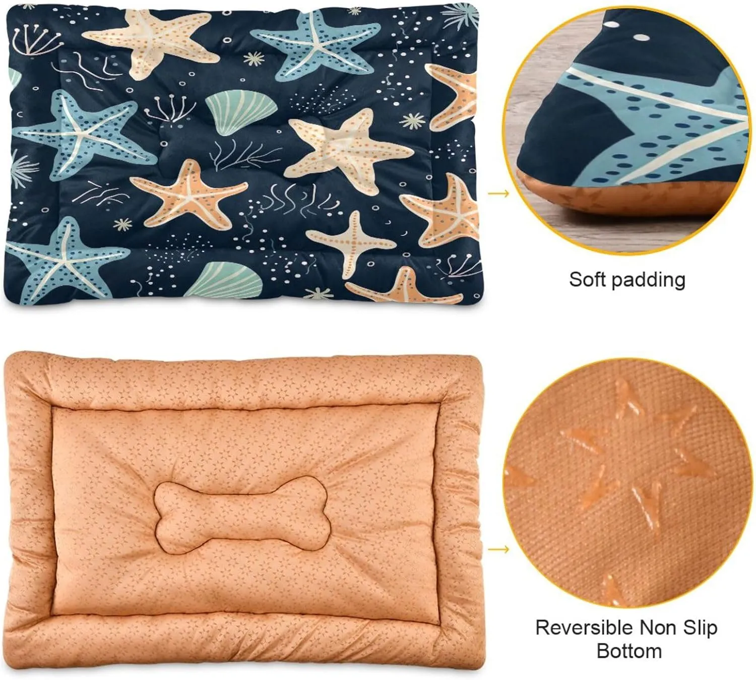 Starfish Outdoor Dog Bed Washable Waterproof Travel Pet Bed Portable Cat Mat with Non-Slip Bottom for Indoor and Sleeping 18 x 24 Inch