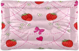 Strawberries with Flowers (2) Outdoor Dog Bed for Small Dogs Washable Waterproof Travel Pet Bed Mat Portable Cat Bed with Non-Slip Bottom for Indoor and Sleeping 36 x 24 Inch