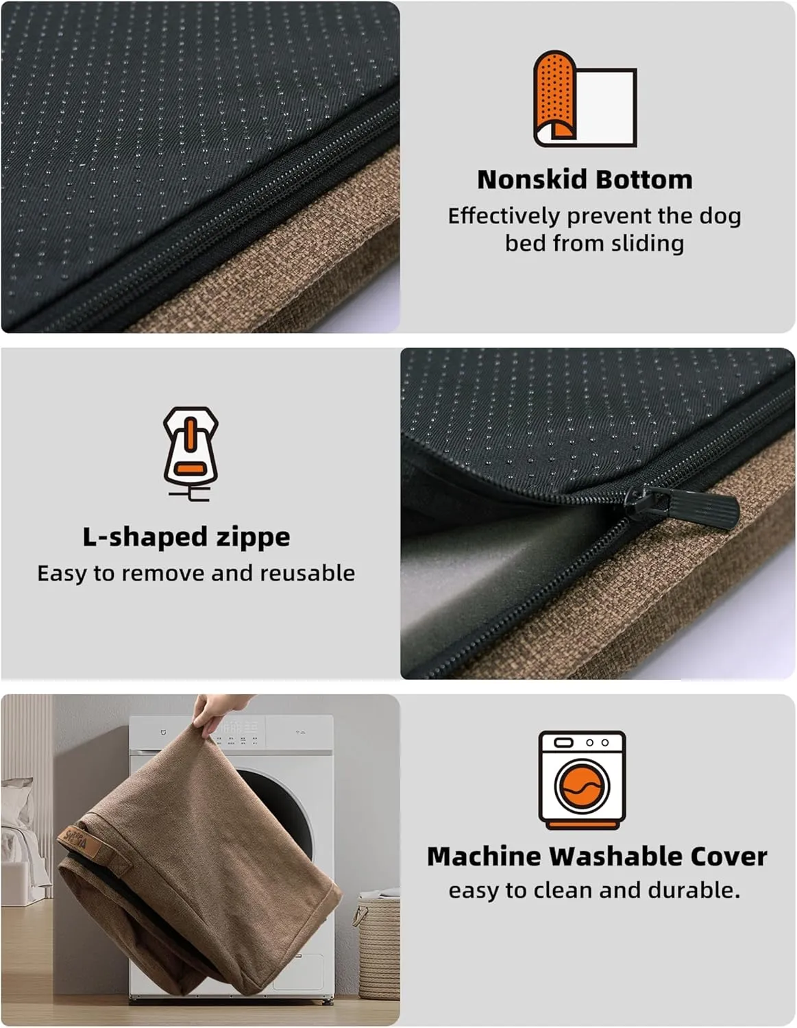 Sytopia 36-Inch Chew-Resistant Dog Bed  Large, Waterproof & Orthopedic Pet Bed for Outdoor Use. Supports Up to 60 lbs, Machine-Washable, Great for Crates  Caramel Brown