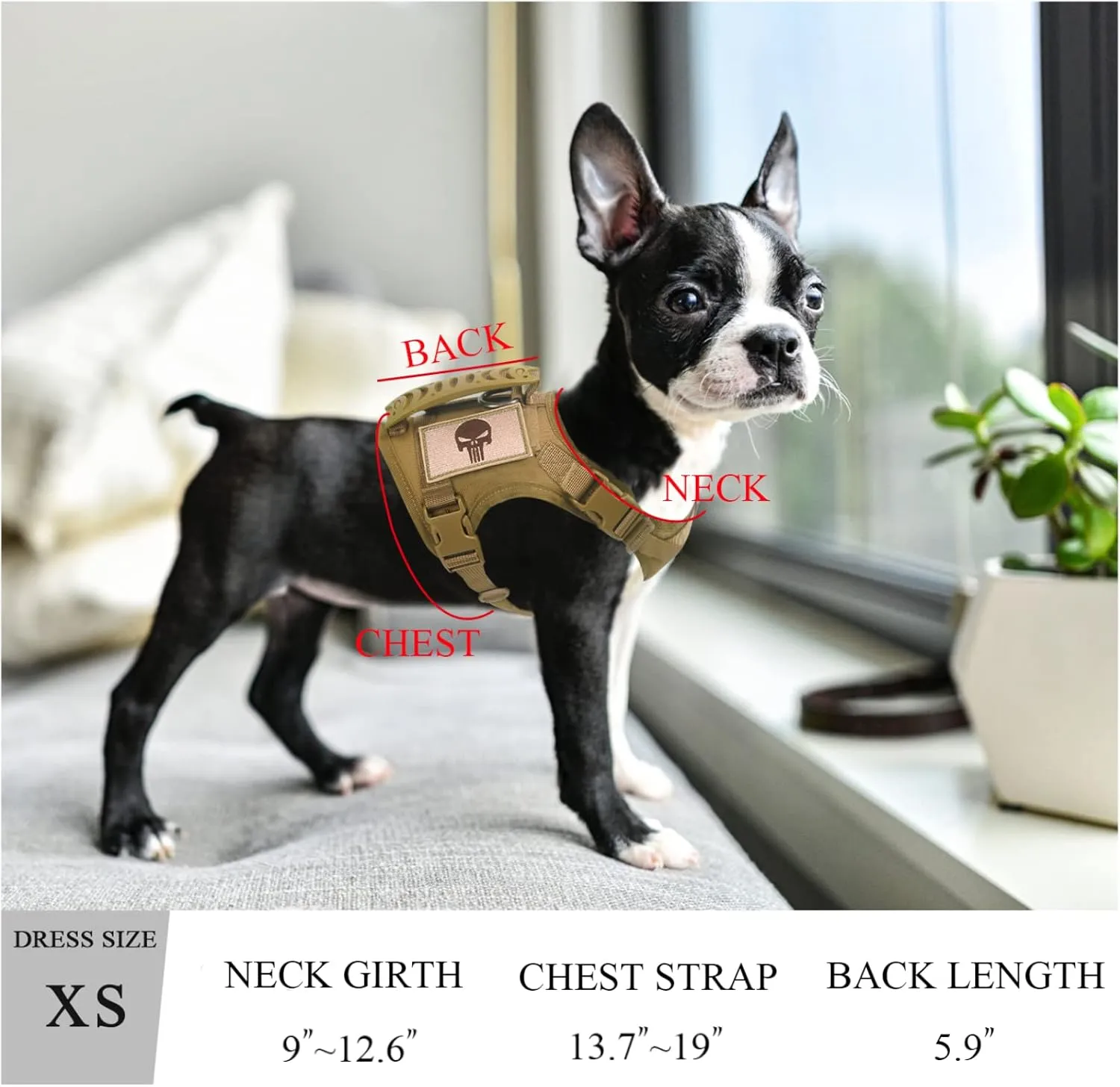 Tactical Dog Training Harness Outdoor Working Vest Adjustable XSmall Military MOLLE Dog Vest Harness with Rubber Handle
