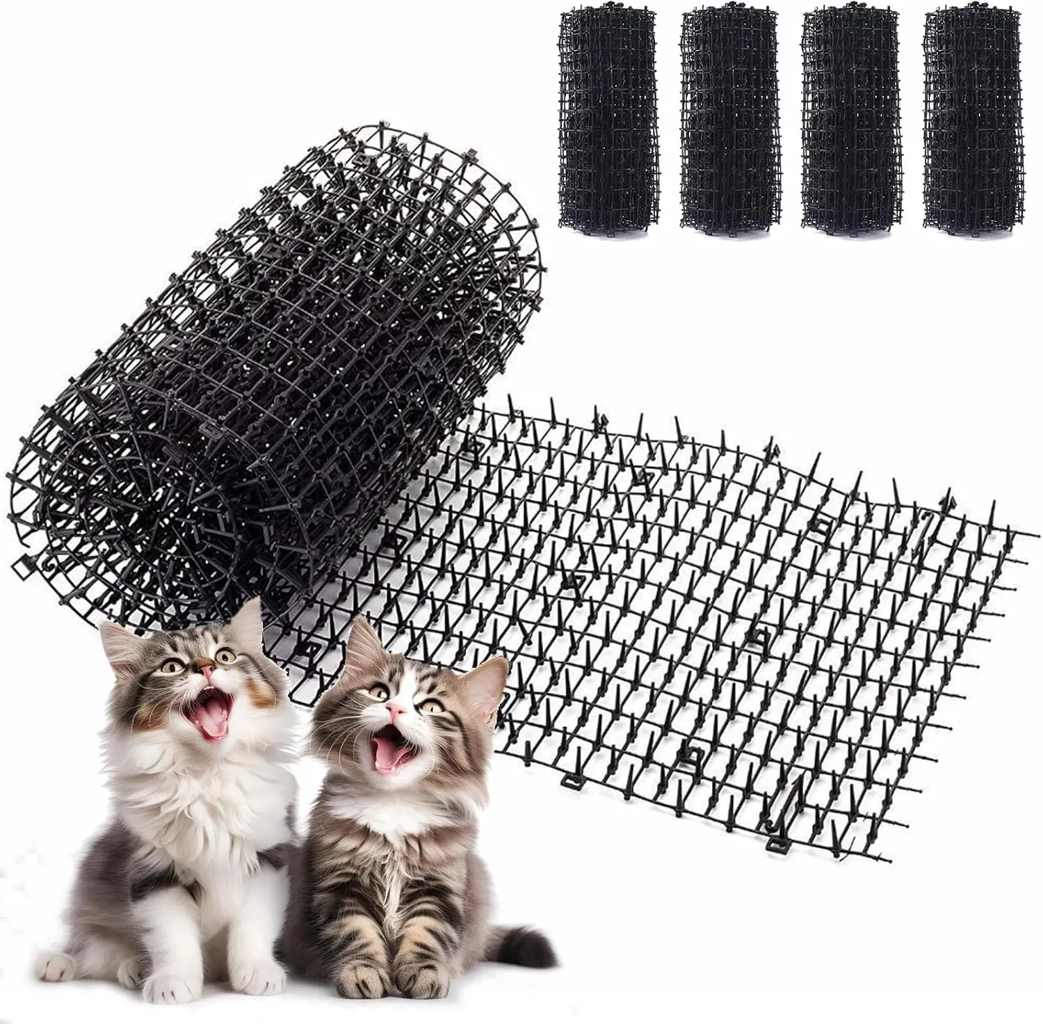 Toopify 26ft Scat Mat for Cat, Cat Scat Mat with Spikes Outdoor, Cat Spikes for Outside - Cat Deterrent Mat (6.5ft 4 Pack)