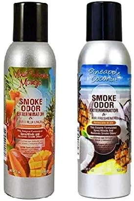 Tropical Two Pack - Maui Wowie Mango and Pineapple Coconut Smoke Odor Exterminator 7oz Spray (1 of Each)
