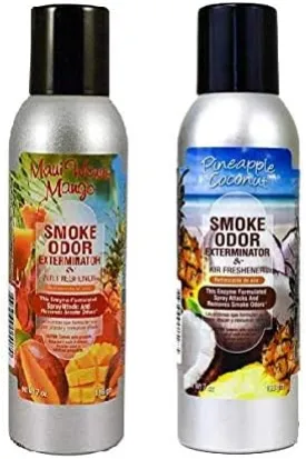 Tropical Two Pack - Maui Wowie Mango and Pineapple Coconut Smoke Odor Exterminator 7oz Spray (1 of Each)