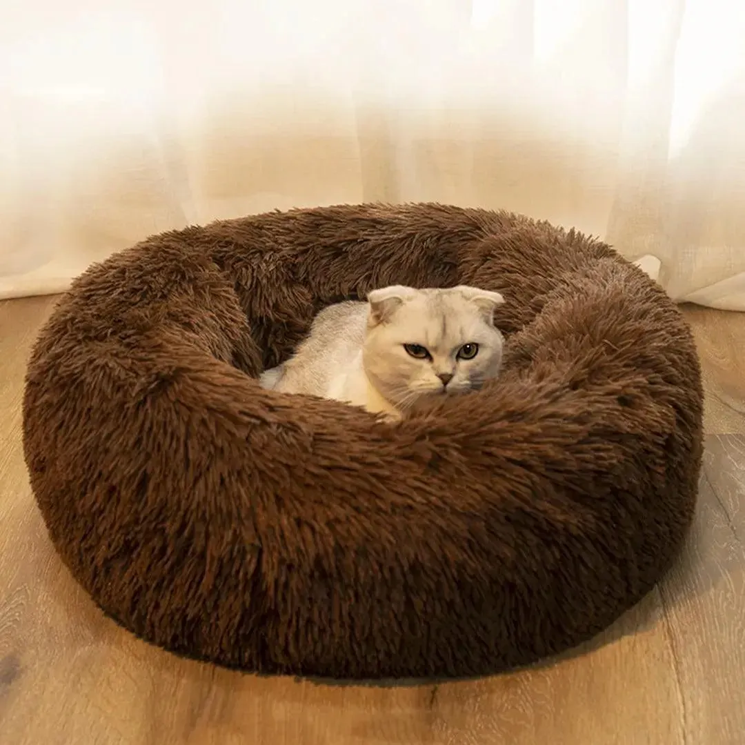 Ultra Soft Donut Cuddler Pet Bed – Round Washable Cushion