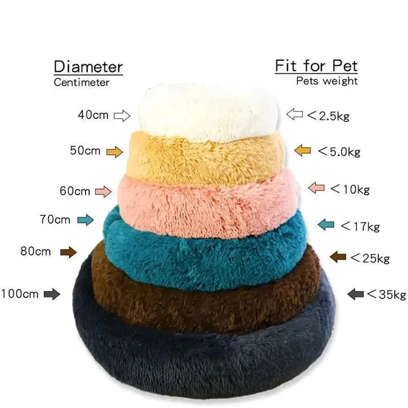 Ultra Soft Donut Cuddler Pet Bed – Round Washable Cushion