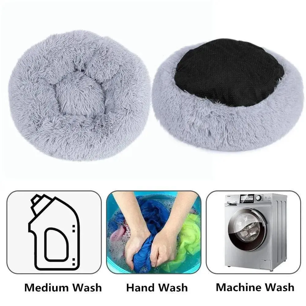 Ultra Soft Donut Cuddler Pet Bed – Round Washable Cushion