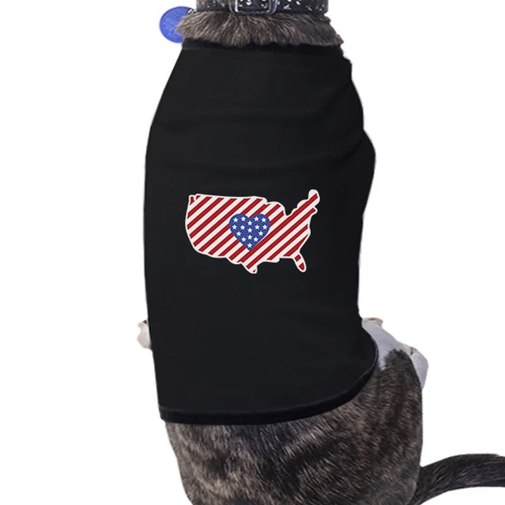 USA Map American Flag Pet Shirt For Small Dogs 4th Of July Gifts