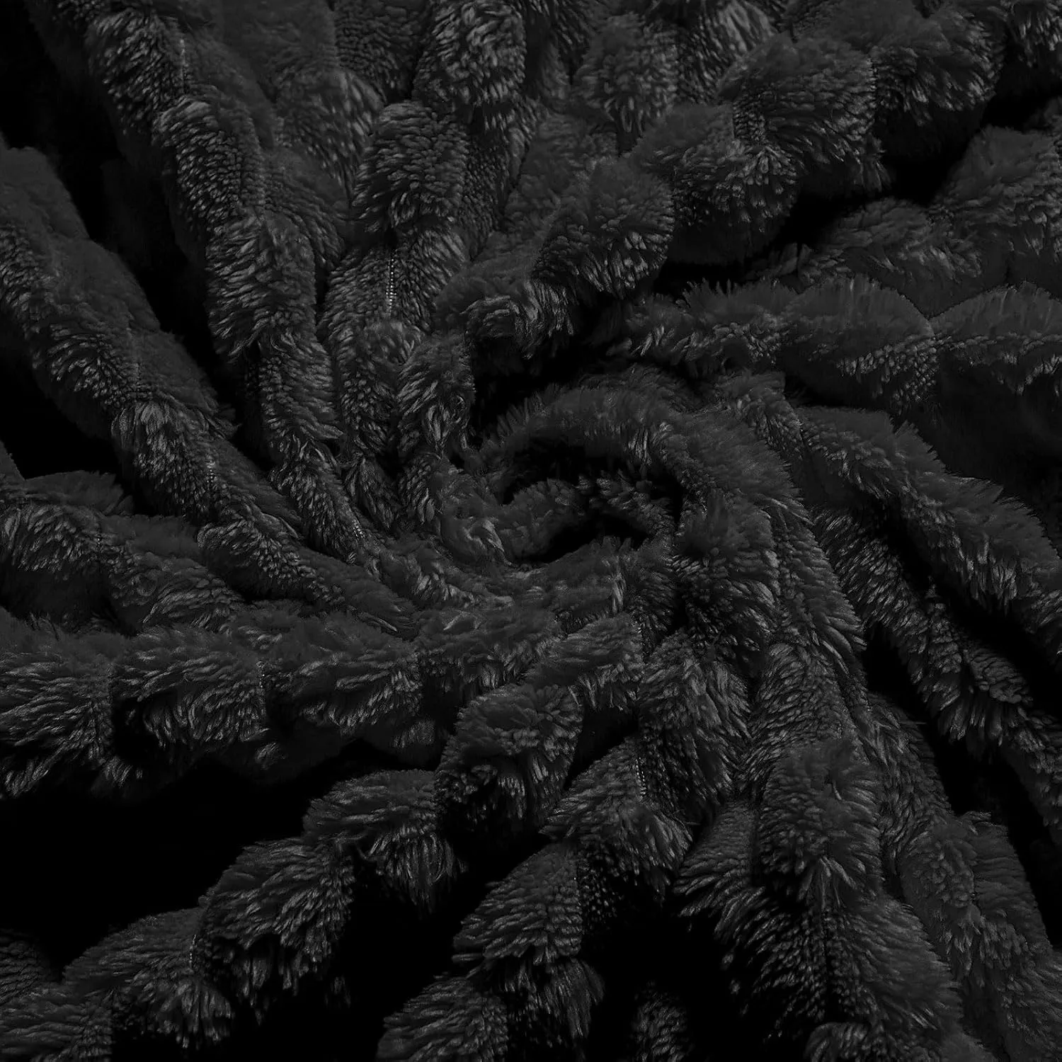 Vessia Flannel Fleece Throw Blanket(50x70 inch), 3D Jacquard Black Fuzzy and Warm Blanket for Couch,Sofa,Bed,Chair, 300GSM Super Soft Touch Cozy Lightweight Throw for All-Season Home Decor