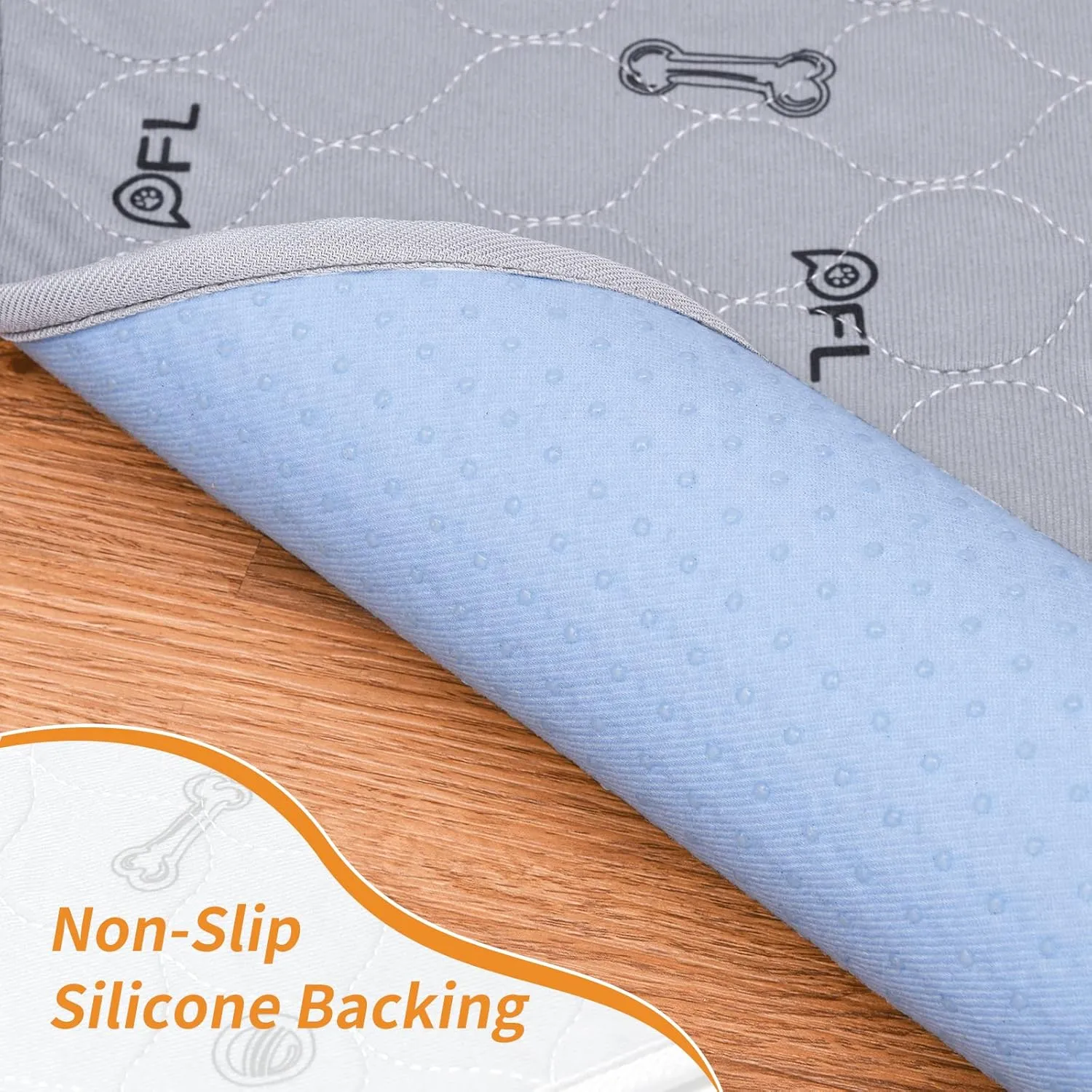 Washable Pee Pads for Dogs, 2Pack Reusable Puppy Pads, Absorbent Whelping Pads with Bone Print, Non-Slip Waterproof Pet Training Pads for Couch, Crate, Potty Training 18x24