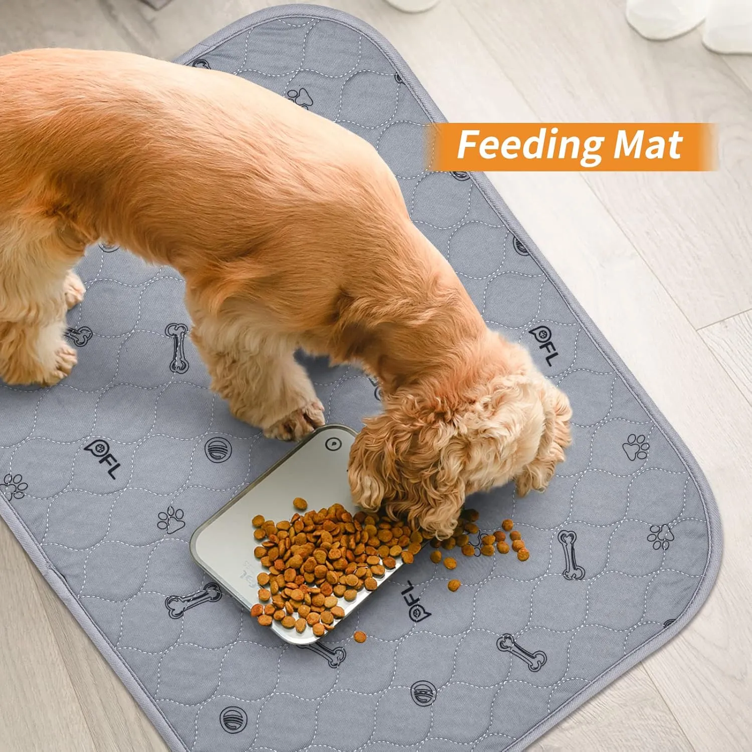 Washable Pee Pads for Dogs, 2Pack Reusable Puppy Pads, Absorbent Whelping Pads with Bone Print, Non-Slip Waterproof Pet Training Pads for Couch, Crate, Potty Training 18x24