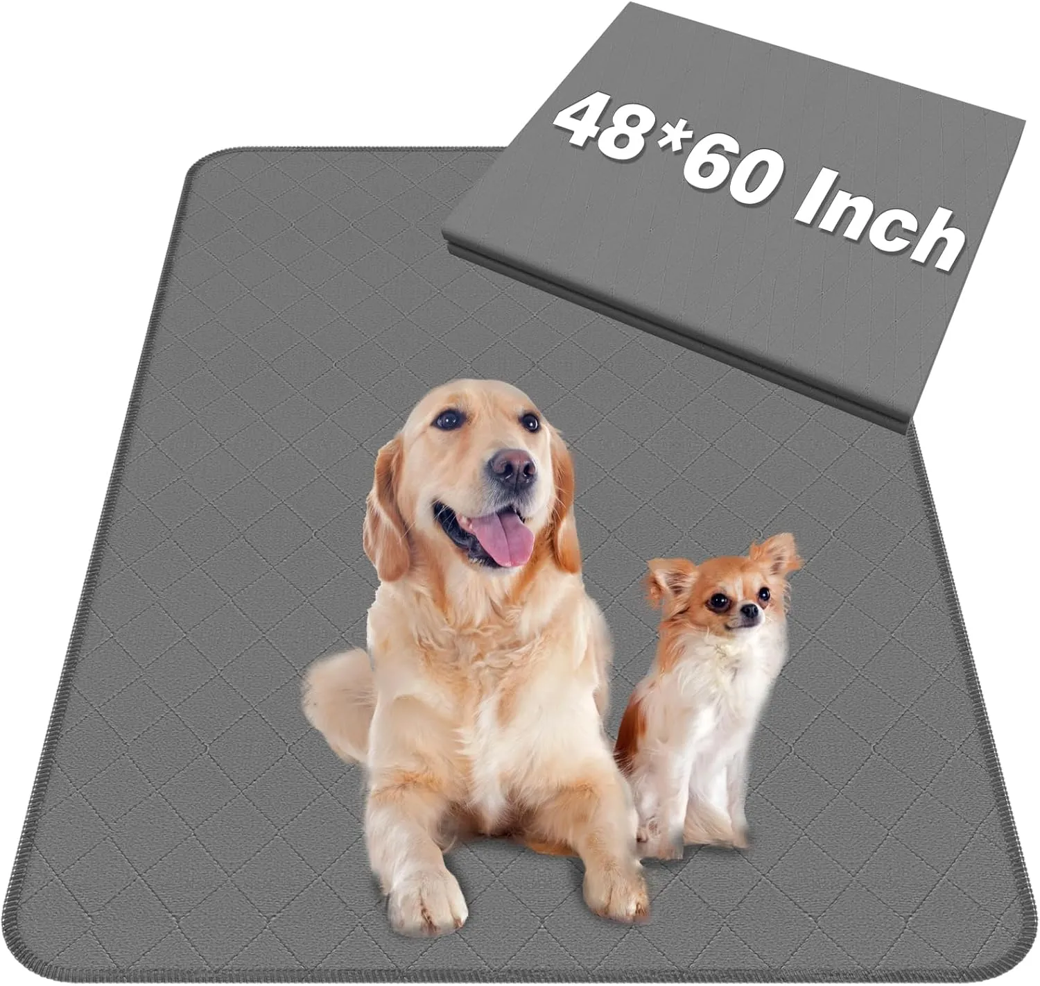 Washable Puppy Dog Pee Pad, 48" X60" Waterproof Whelping Training Pet Mat for Playpen, Crate, Potty, Floor, Bed, Sofa and Trunk, Reusable Pee Pads for Dogs, Cats, Bunny