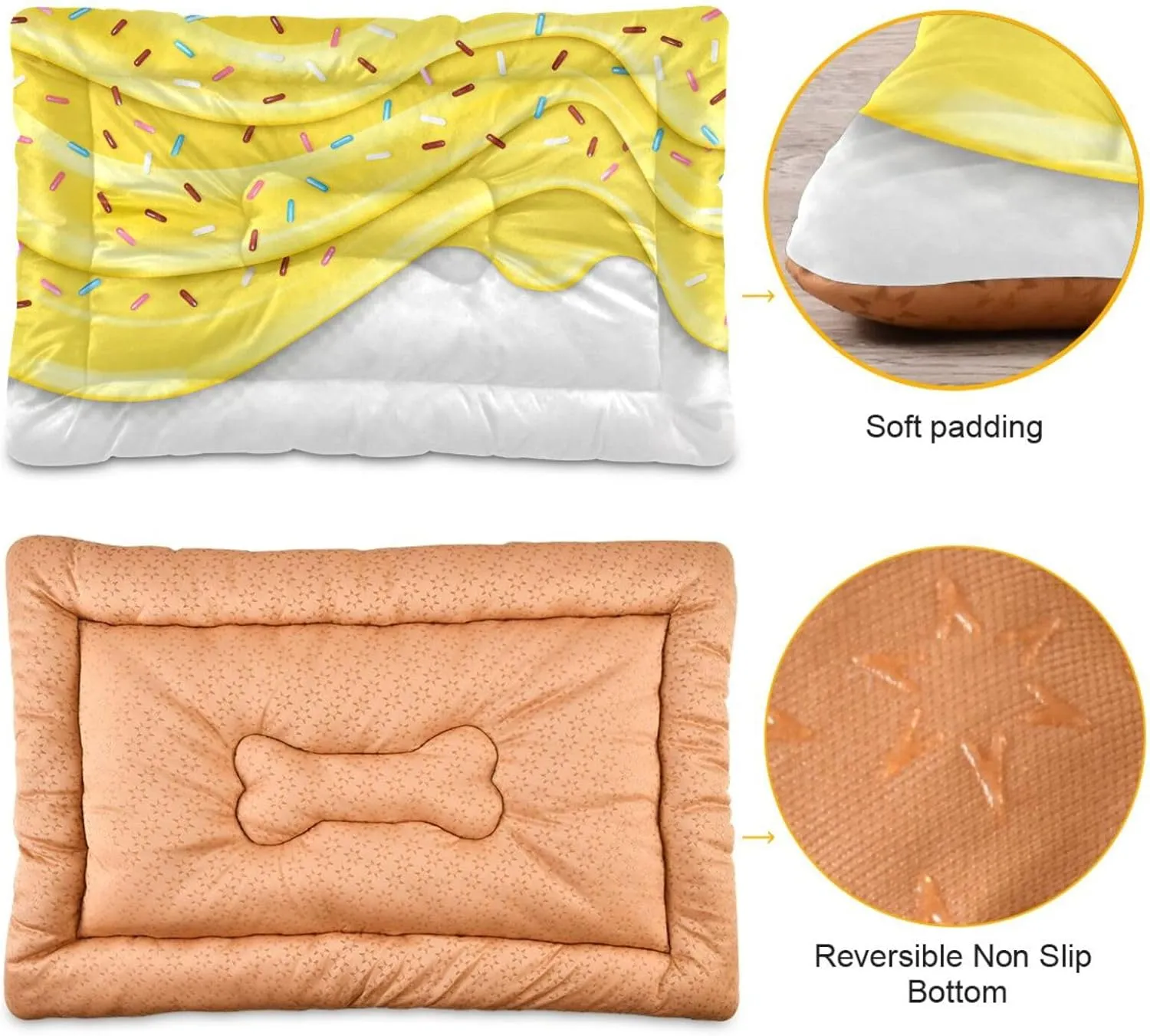 Yellow Candy Outdoor Dog Bed for Small Dogs Washable Waterproof Travel Pet Bed Mat Portable Cat Bed with Non-Slip Bottom for Indoor and Sleeping 36 x 24 Inch