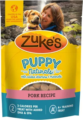 Zuke's Puppy Naturals Bag of Soft Puppy Treats for Training, Natural Dog Treats Bites with Pork Recipe, 5 oz.,